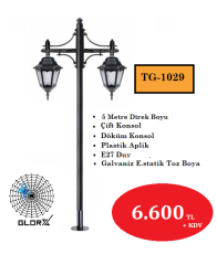 5 Metre Çift Konsol Park Bahçe Aydınlatma Direği TGA-1029