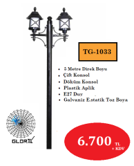 5 Metre Çift Konsol Park Bahçe Aydınlatma Direği TGA-1033