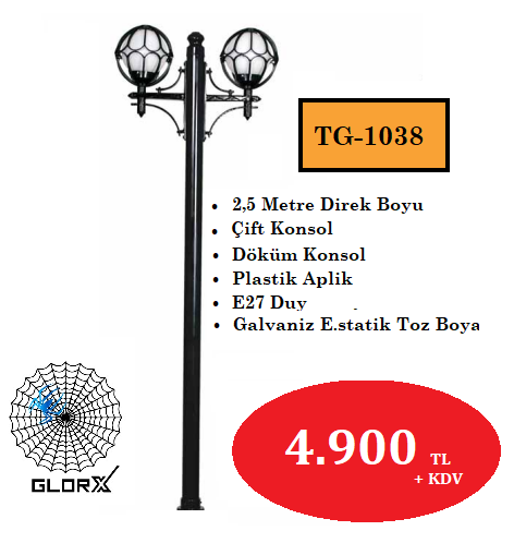 2,5 Metre Çift Konsol Park Bahçe Aydınlatma Direği TGA-1038