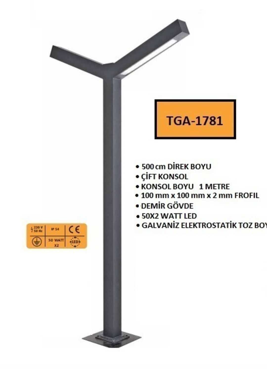 5 Metre Çift Konsol Park Bahçe LED Aydınlatma Direği TGA-1039