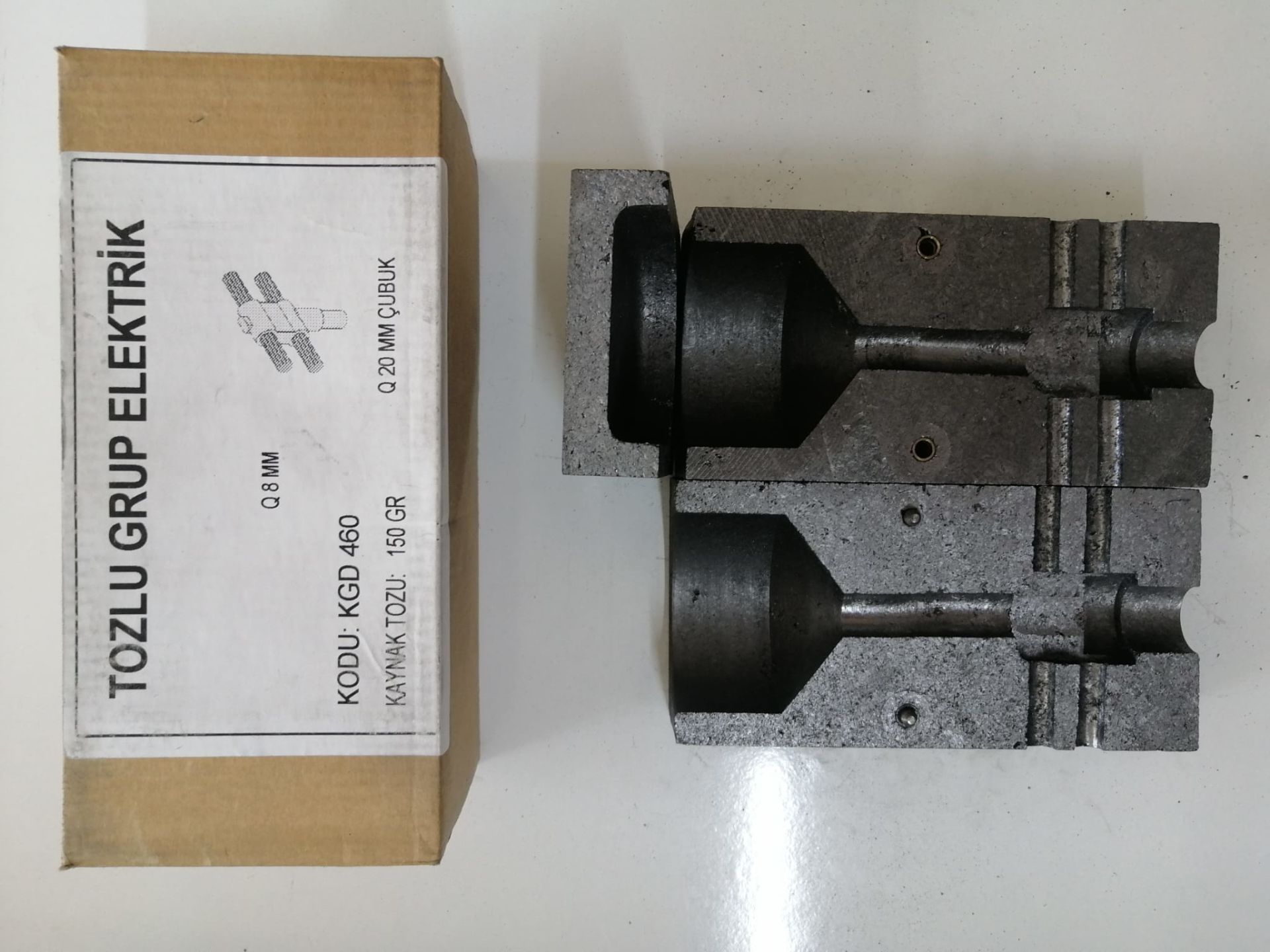 1x50mm Çift Hat + Q20mm Çubuk Ekleme  Bakır Alüminyum Termokaynak Potası Cadweld Bakır Kaynak