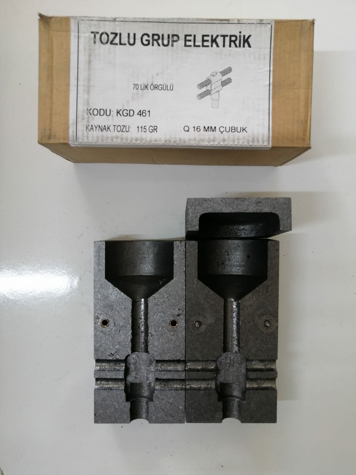1x70mm Çift Hat + Q16mm Çubuk Ekleme Bakır Alüminyum Termokaynak Potası Cadweld Bakır Kaynak