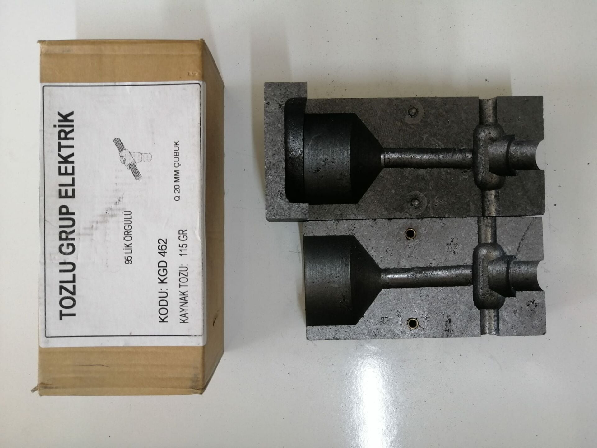 1x95mm Örgülü + Q20mm Çubuk Tek Hat Ekleme Bakır Alüminyum Termokaynak Potası Cadweld Bakır Kaynak