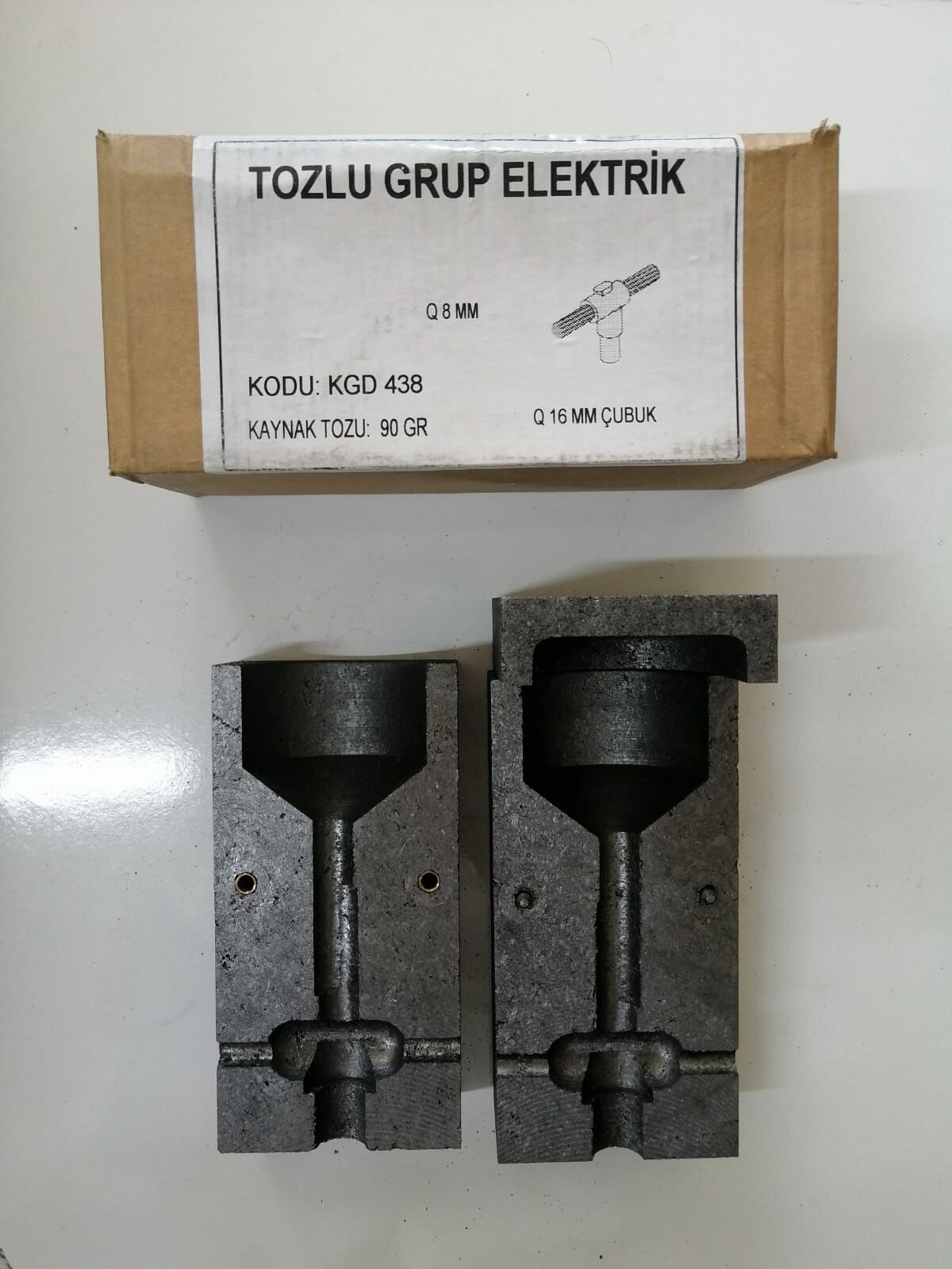 1x50 mm Tek Hat + Q18mm Çubuk Ekleme Bakır Alüminyum Termokaynak Potası Cadweld Bakır Kaynak