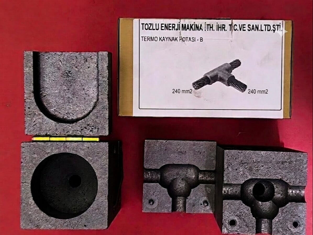 ÇUBUKSUZ Çapraz bağlantı 1 X 240 MM2 PLUS + TİP 4 Hat Ekleme Bakır Alüminyum Termokaynak Potası Cadweld Bakır Kaynak