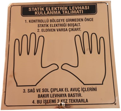 ANTİSTATİK BAKIR TOPRAKLAMA LEVHASI ÇİFT EL - 320X320X1MM