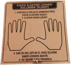 ANTİSTATİK BAKIR TOPRAKLAMA LEVHASI ÇİFT EL - 330X280X1,5MM