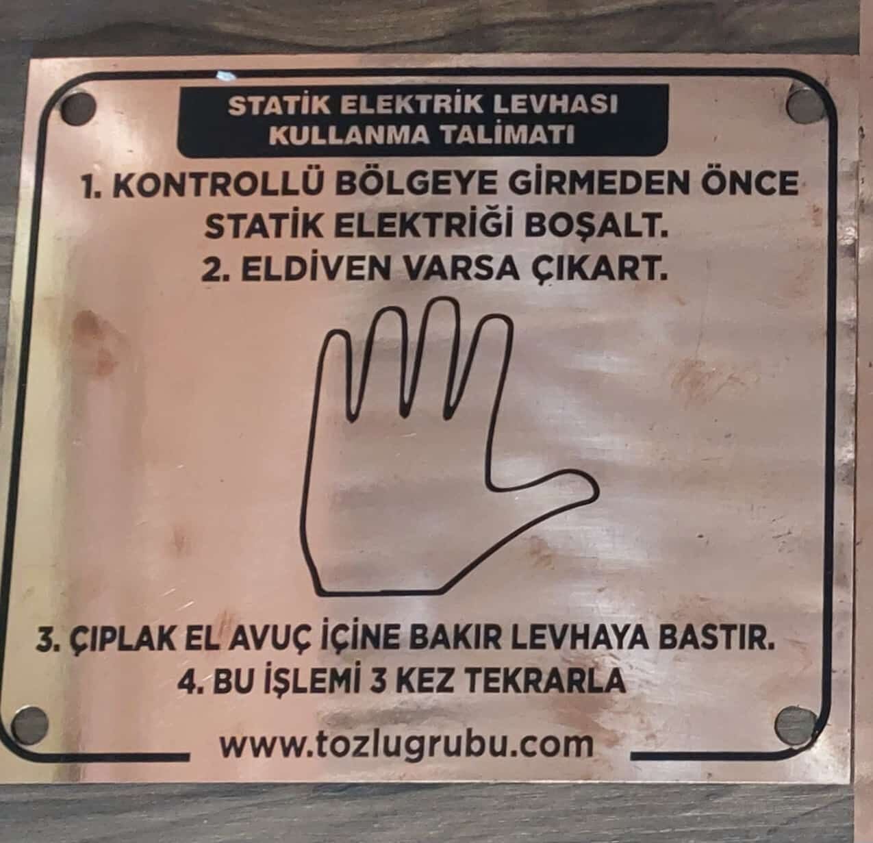 ANTİSTATİK BAKIR TOPRAKLAMA LEVHASI TEK EL - 220X200X1MM